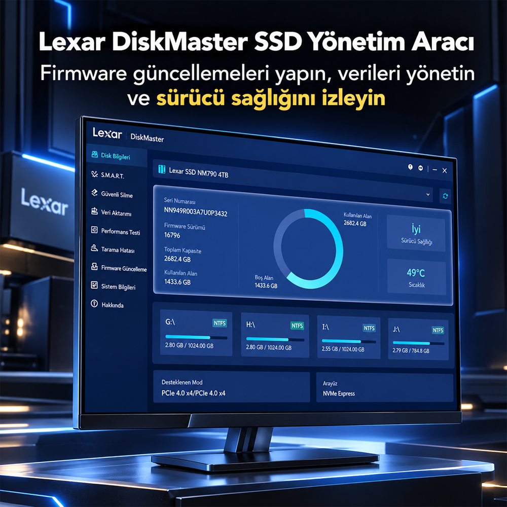 Lexar 8TB Professional NM1090 Gen5 M.2 SSD 14400MB Okuma / 13400MB Yazma