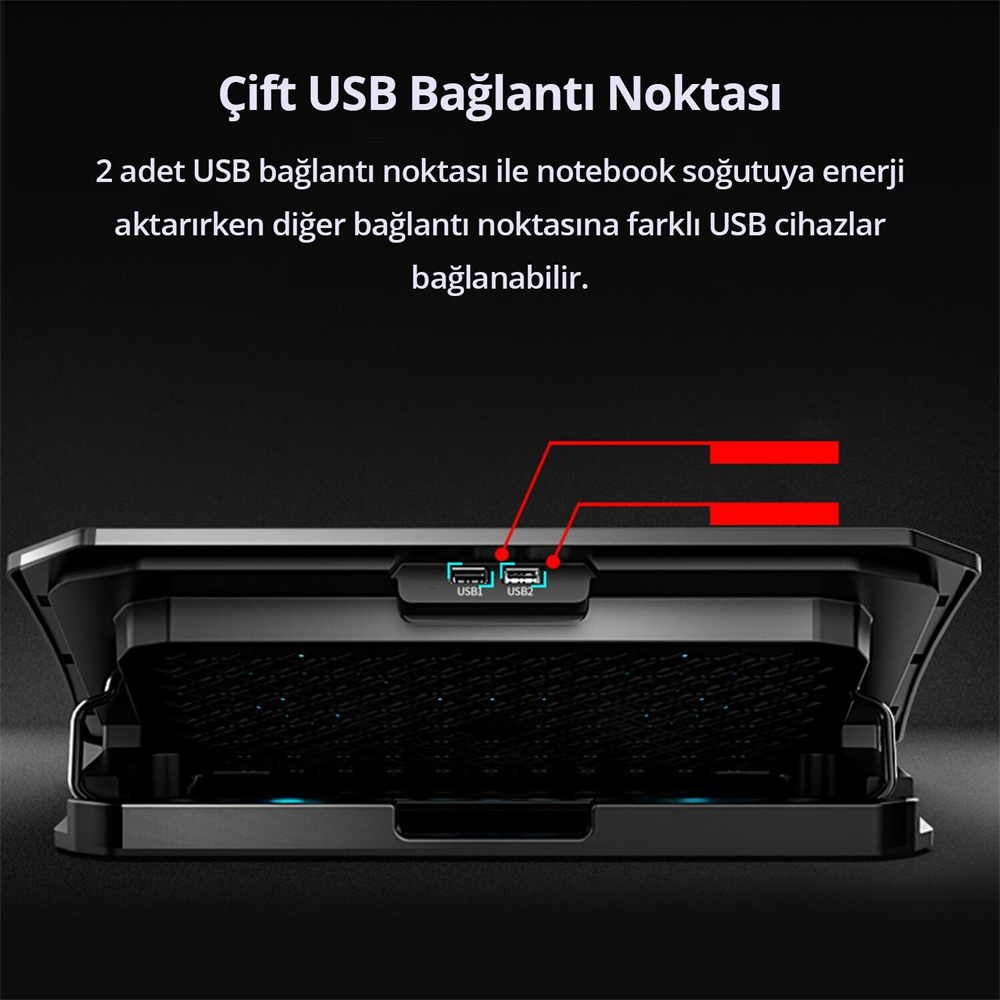Juo Ventus 5 Fanlı LED Aydınlatmalı Notebook Soğutucu