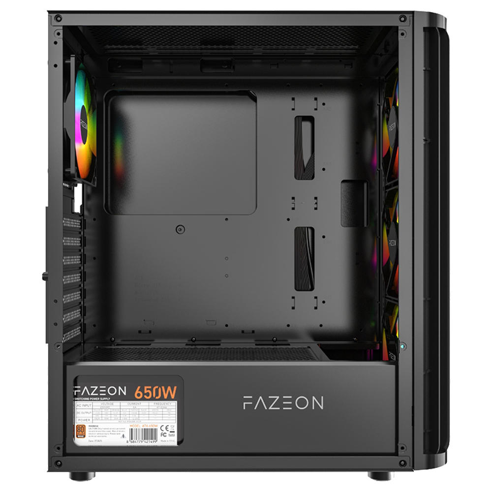 FAZEON F20 650W 80+ Bronze Tempered Glass Mesh ARGB Fanlı USB 3.0 Siyah E-ATX Bilgisayar Kasası