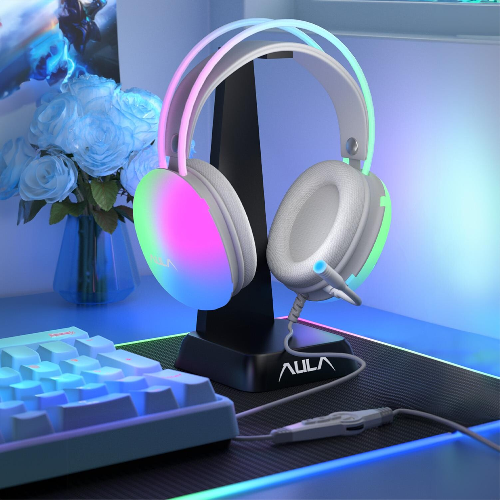 Aula S505 RGB Kablolu Pembe Gaming Kulaklık