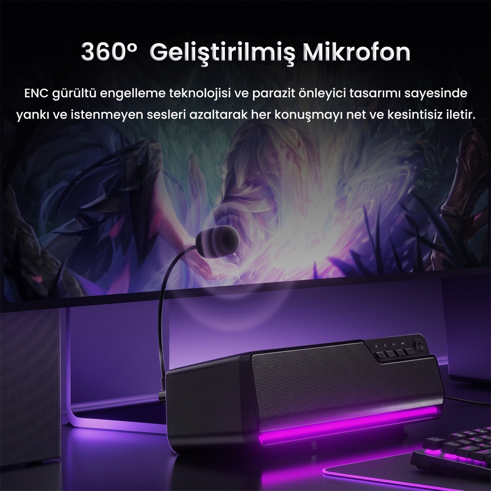Aula GS6 Pro 10W RGB Bluetooth Siyah Gaming Speaker Soundbar