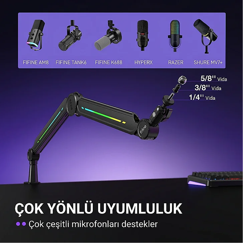 Fifine BM66PRO RGB Masaüstü Yayıncı Mikrofon Standı