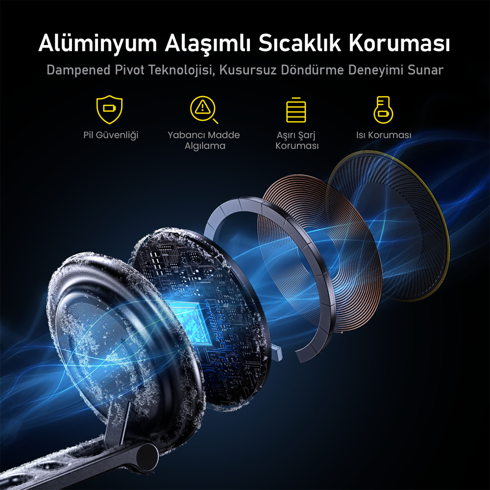 AOHI Superauto Kablosuz Magsafe Araç İçi Şarjı, Mıknatıslı Şarj Cihazı, 15W Siyah Hızlı Şarj Aleti