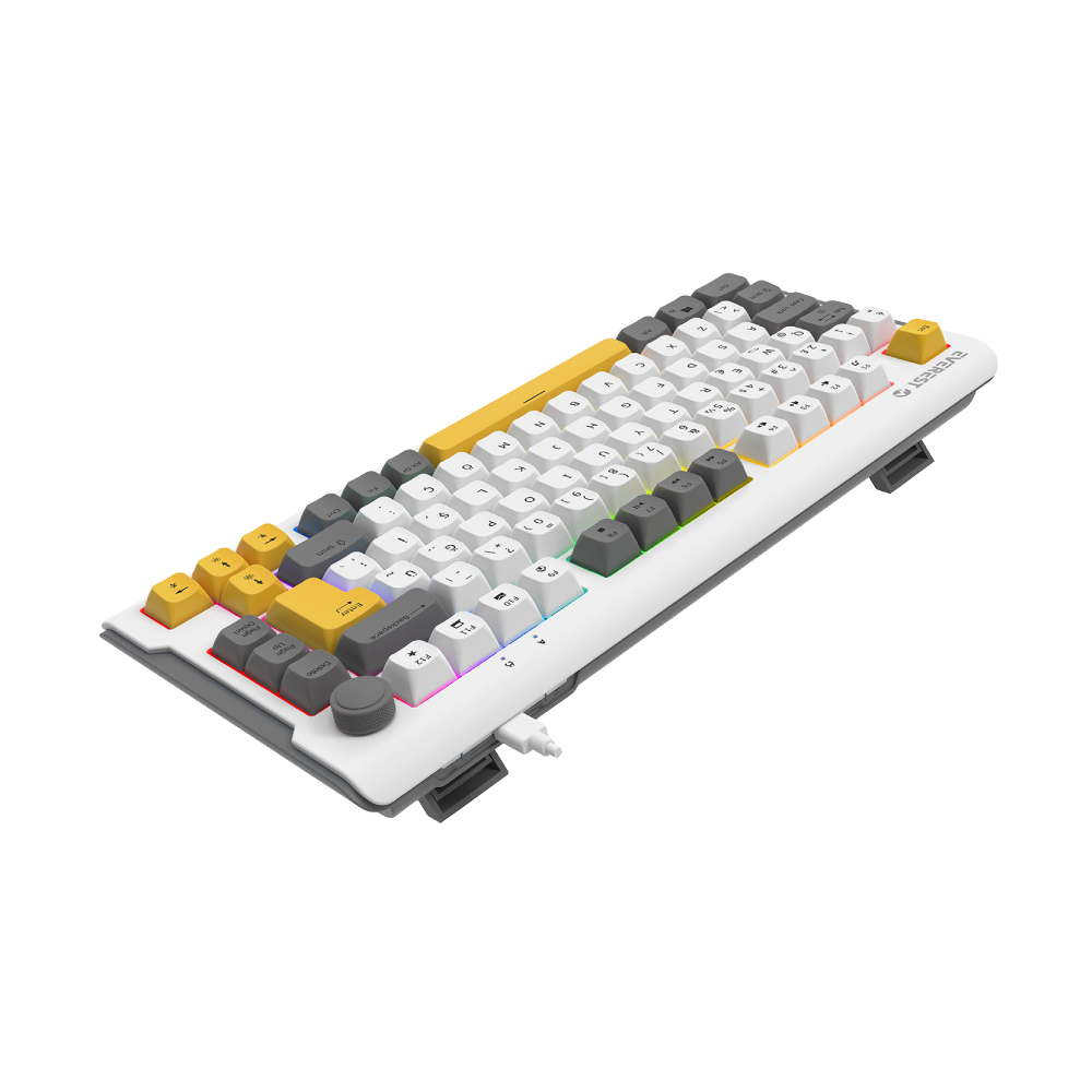 Everest KB-75 Smooth Membrane Switch RGB Beyaz/Gri/Sarı Kablolu Gaming Klavye