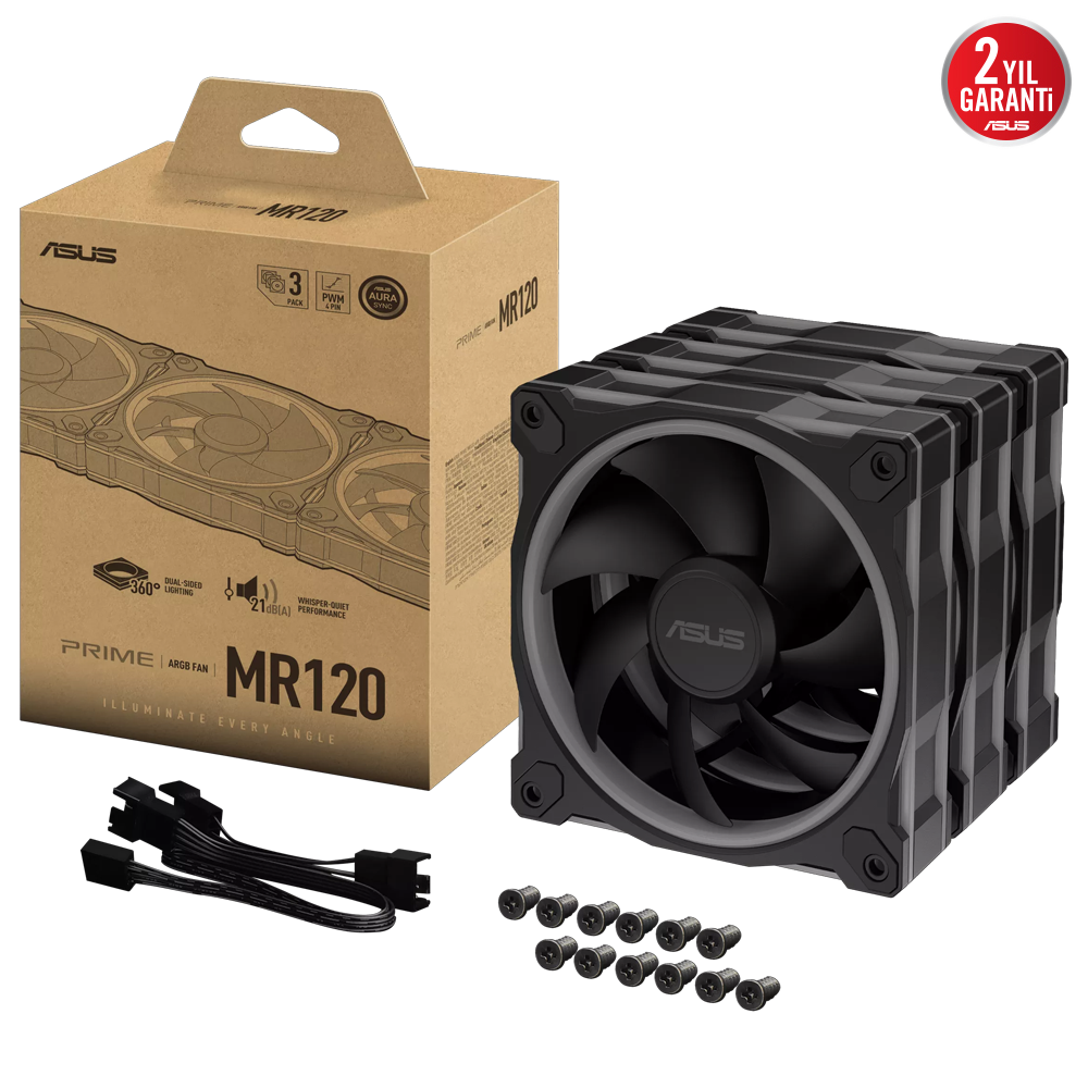 ASUS PRIME MR120  ARGB  120mm Siyah Üçlü Kasa Fanı