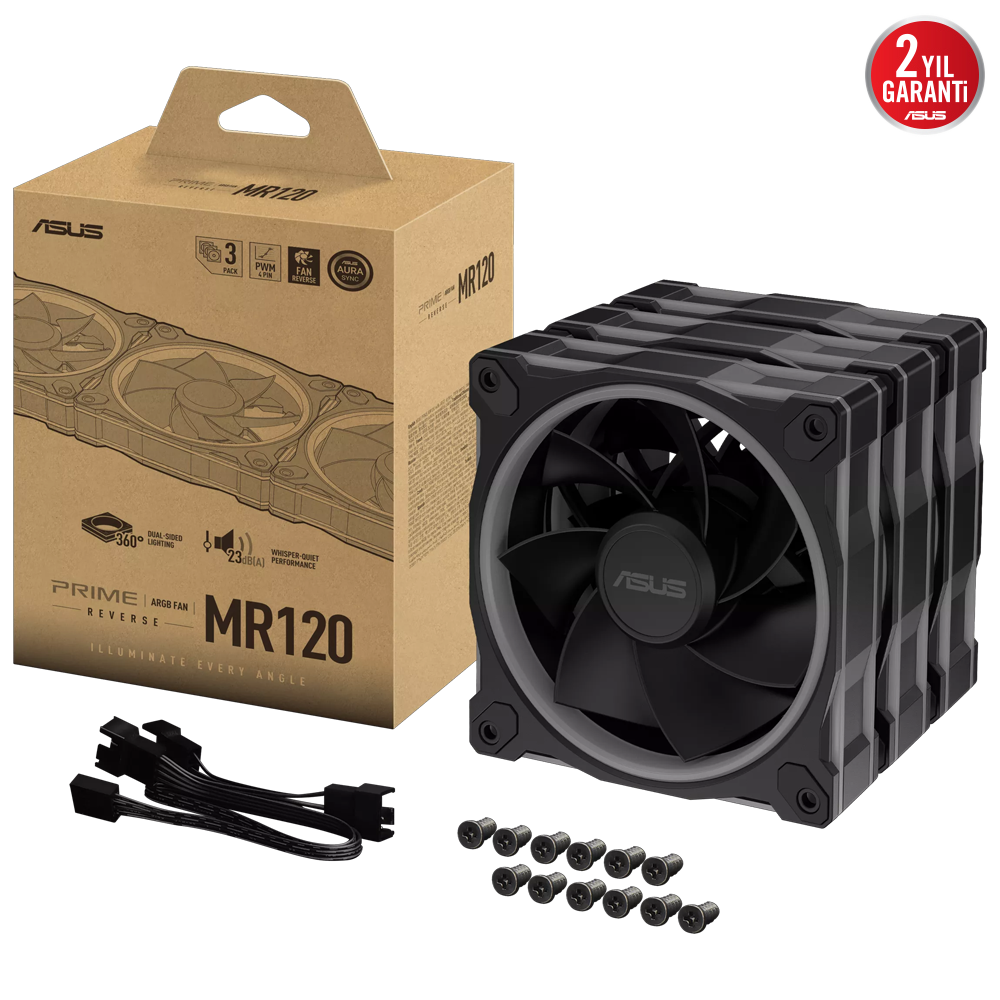 ASUS PRIME MR120 Reverse ARGB 120mm Üçlü Siyah Kasa Fanı