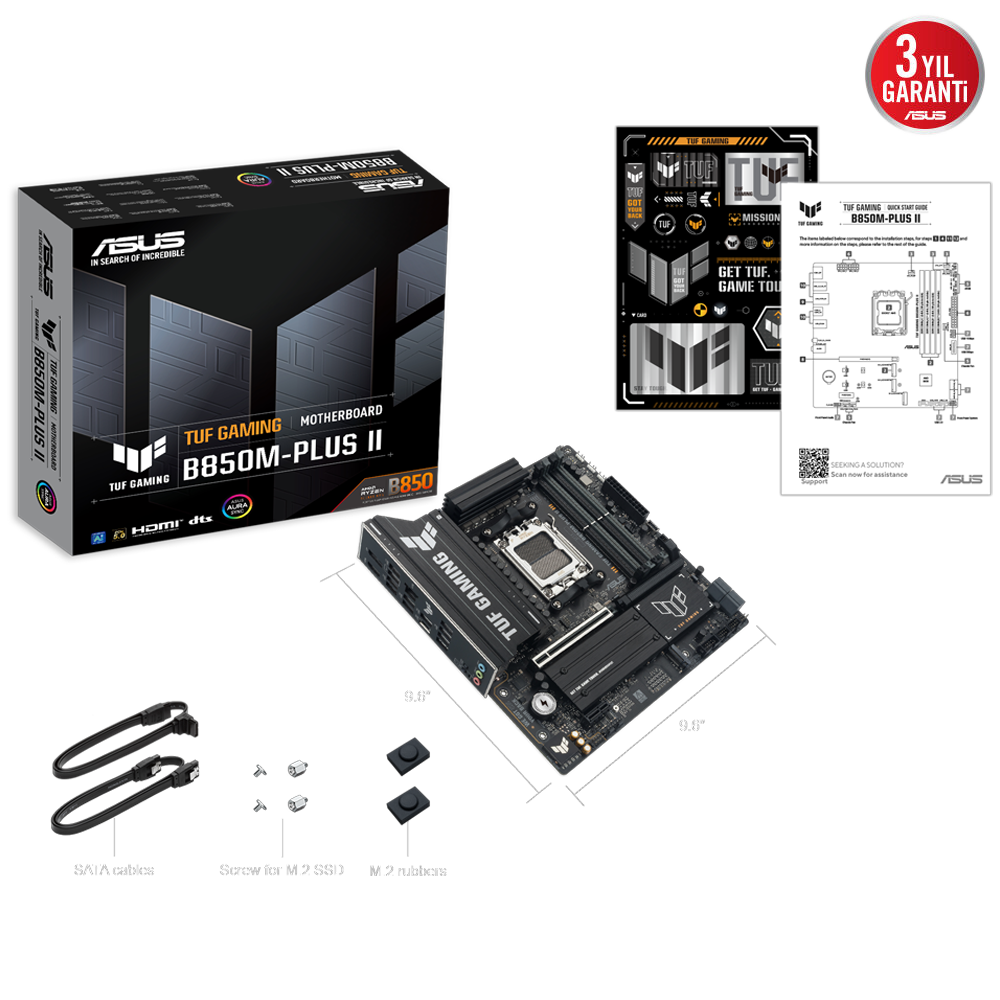 ASUS TUF GAMING B850M-PLUS II 8000MHz(OC) DDR5 Soket AM5 DP M.2 HDMI mATX Anakart