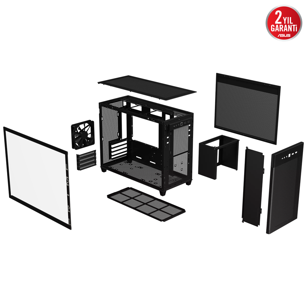 ASUS Prime AP201 Temperli Cam USB 3.2 Type-C Siyah MicroATX Small Tower Kasa