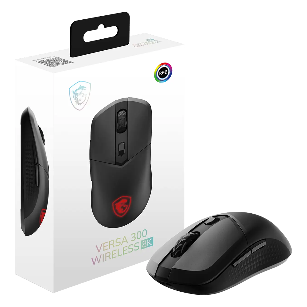 MSI VERSA 300 W 8K 26000 DPI 8000Hz RGB Kablosuz Siyah Gaming Mouse