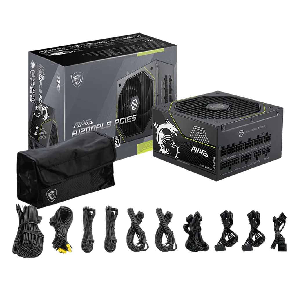 MSI MAG A1200PLS PCIE5 1200W 80+ Platinum ATX 3.1 GEN 5.1 Full Modüler PSU