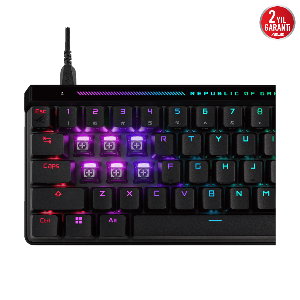 ASUS ROG FALCHION ACE HFX ROG HFX Manyetik Switch Kablolu RGB Türkçe(Q) Siyah Mekanik Gaming Klavye