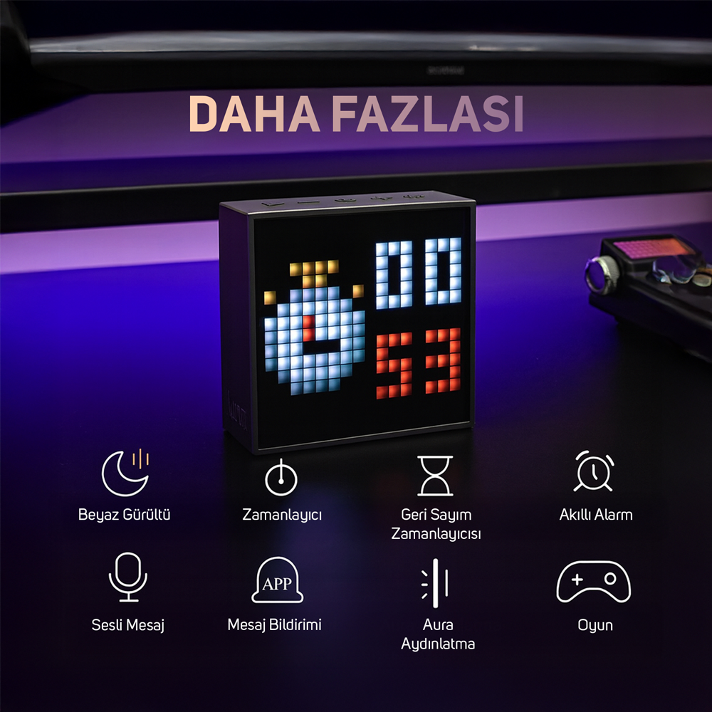 Divoom Timebox Evo Pixel Art Smart Siyah Bluetooth Hoparlör