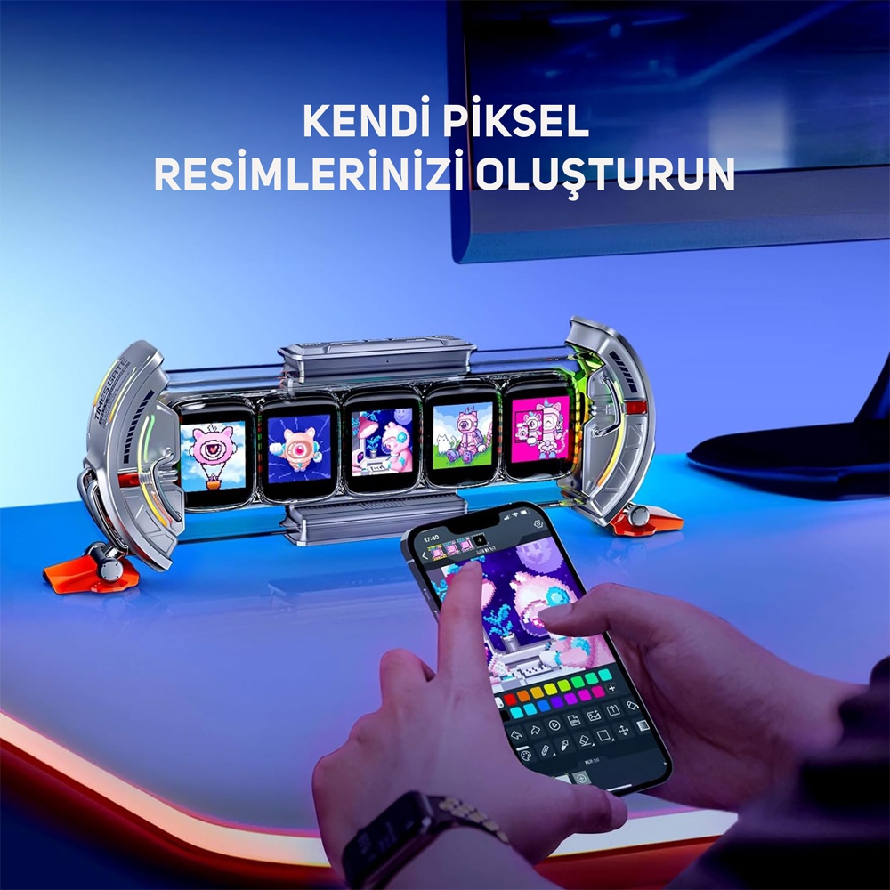 Divoom Times Gate 5" IPS RGB Gri Akıllı Dijital Saat Dekor Resim Çerçeve