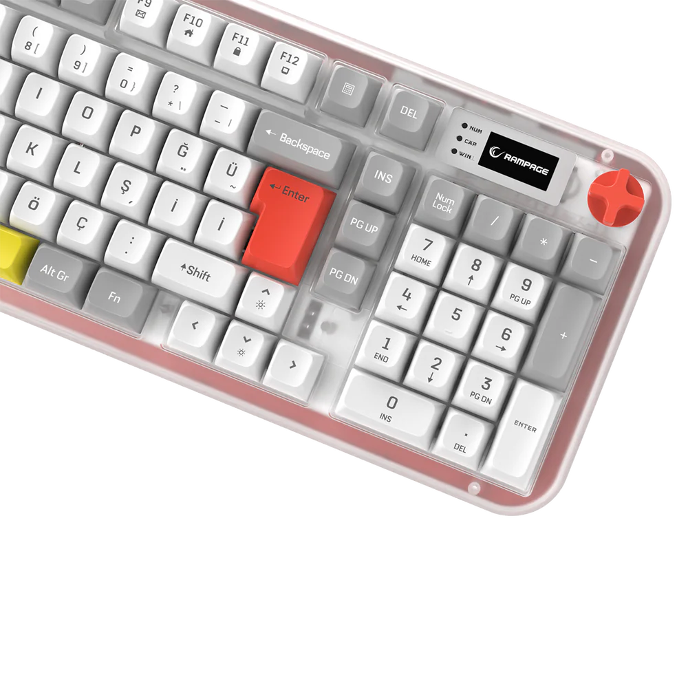Rampage REFLECT 99 Membrane RGB Beyaz/Gri Türkçe Kablolu Gaming Klavye