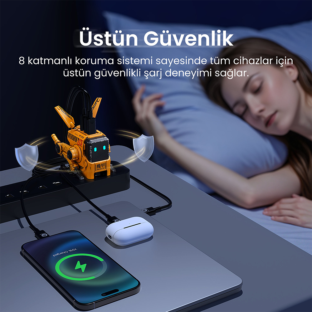 GravaStar Alpha65 Robot Figürlü 65W Sarı Hızlı Şarj Adaptörü