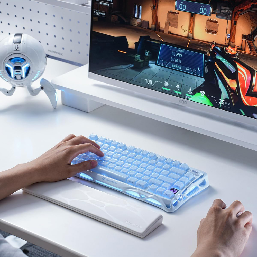 GravaStar GS-A7-WR-WHT Kaymaz Taban Beyaz Klavye Bilek Desteği
