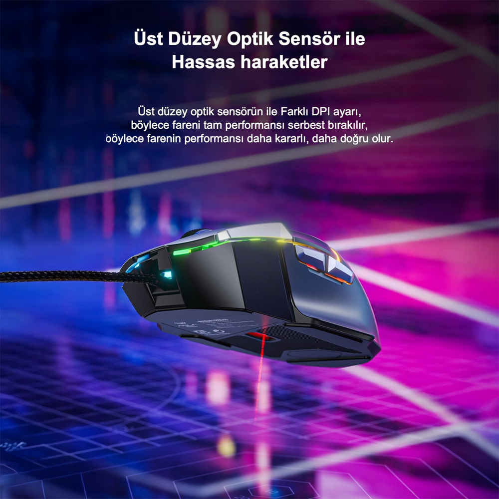 Aula S12 Pro 12800DPI 1000Hz RGB Siyah Kablolu Gaming Mouse