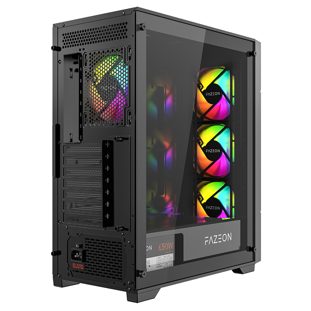 FAZEON F11 PLUS 650W 80+ Bronze Tempered Glass Mesh 4x RGB Fanlı Siyah ATX Bilgisayar Kasası