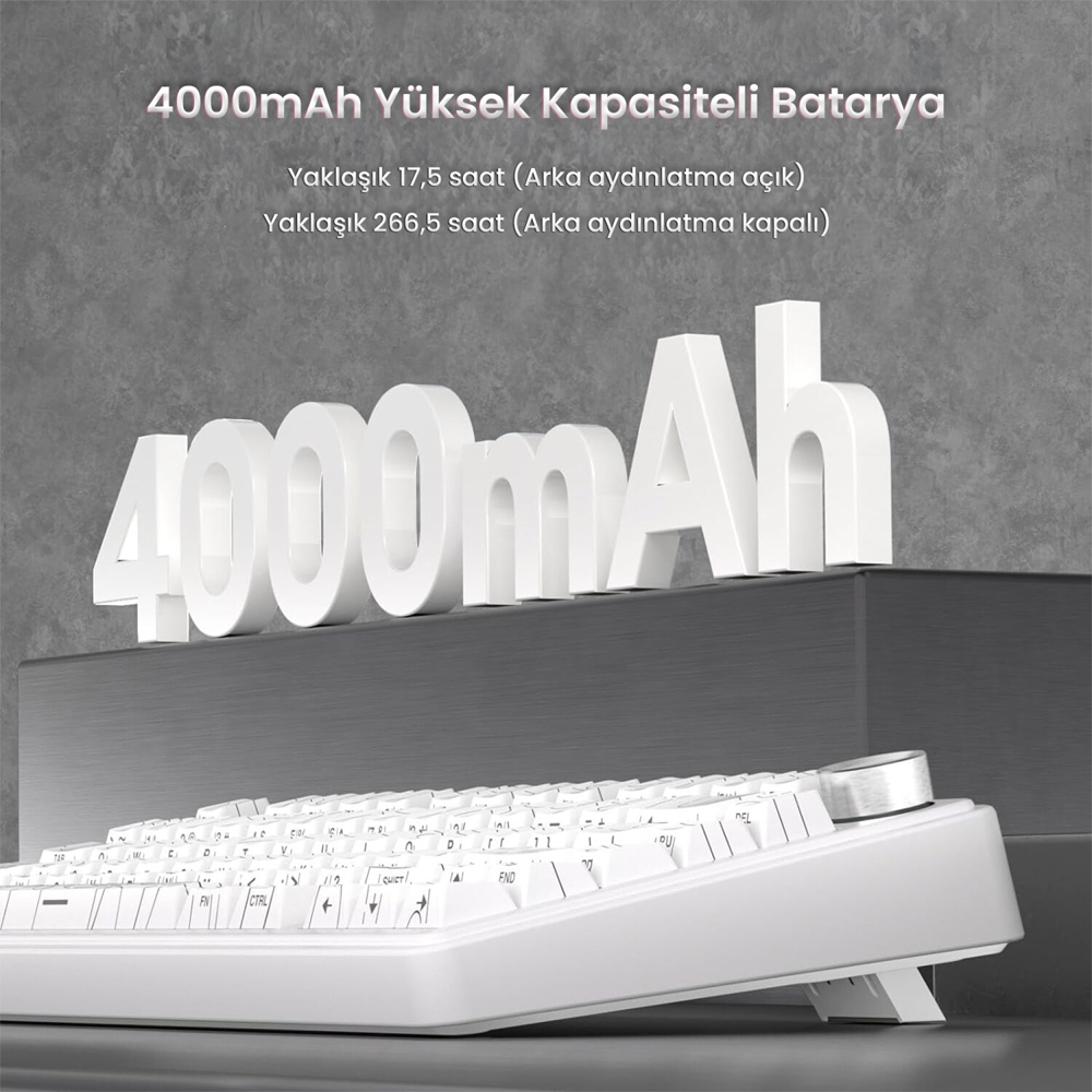 Aula F75 Seiya Switch Hot Swap TKL RGB Desenli Beyaz Kablosuz Gaming Klavye