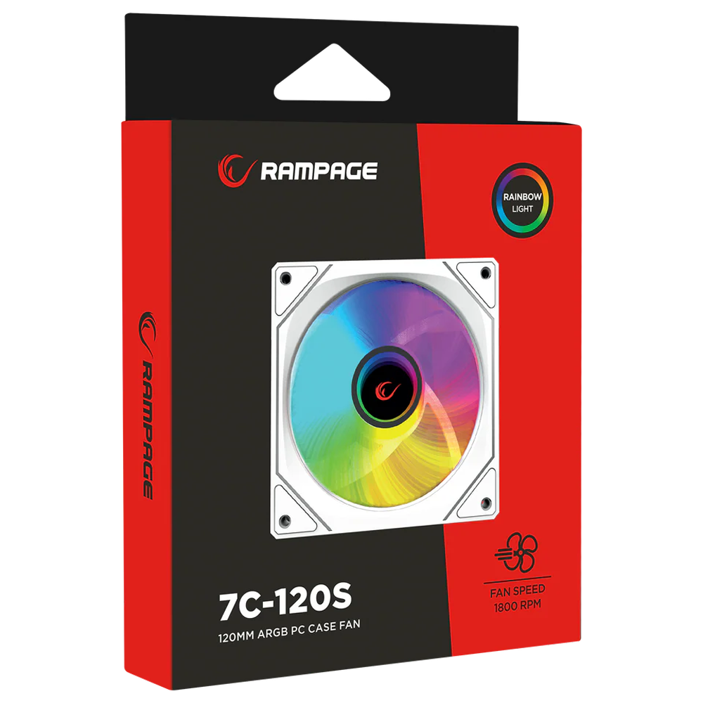 Rampage 7C-120B 12cm Double Ring Aynalı ARGB Beyaz Kasa Fanı