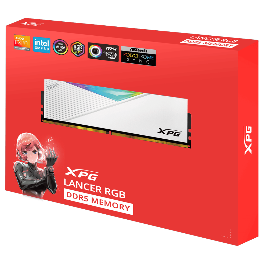 XPG Lancer 64GB(2x32GB)RGB 6000MHz CL30 DDR5 Beyaz Dual Kit Ram