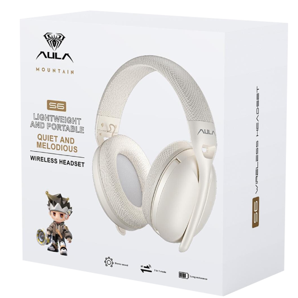 Aula S6 Ultra Kablosuz Krem Gaming Kulaklık