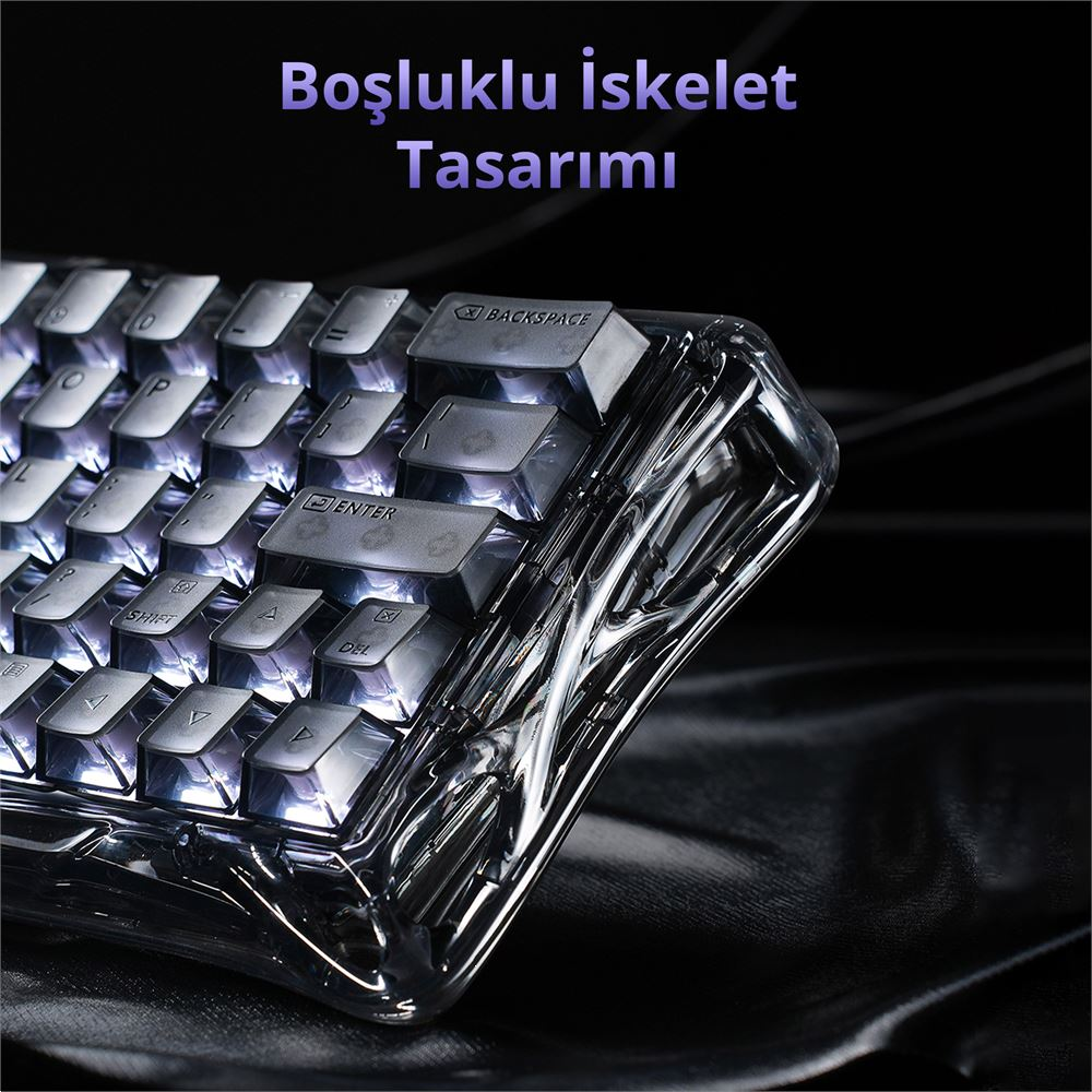 GravaStar Mercury V60 Manyetik Switch RGB İngilizce Q Onyx Crystal Kablolu Gaming Klavye