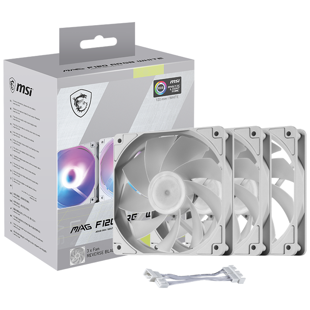 MSI MAG F120 ARGB 120mm Reverse Beyaz Üçlü Kasa Fanı