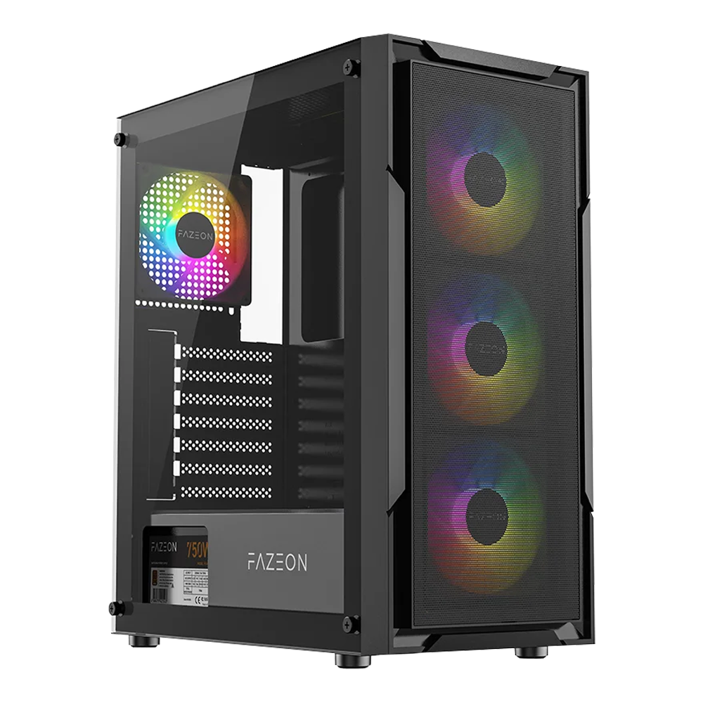 FAZEON F11 750W 80+ Bronze Tempered Glass Mesh 4x RGB Fanlı Siyah ATX Bilgisayar Kasası