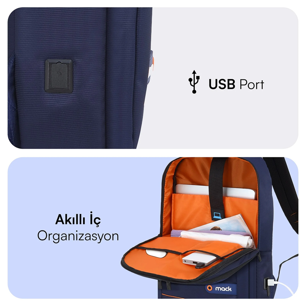 MACK MCC-006BL 15.6 OFFICE Lacivert Notebook Sırt Çantası