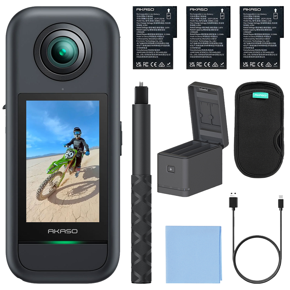 Akaso 360 Creator Combo  5.7K 360° Video, 48MP Sensör, 72MP 360° Fotoğraf, Aksiyon Kamera