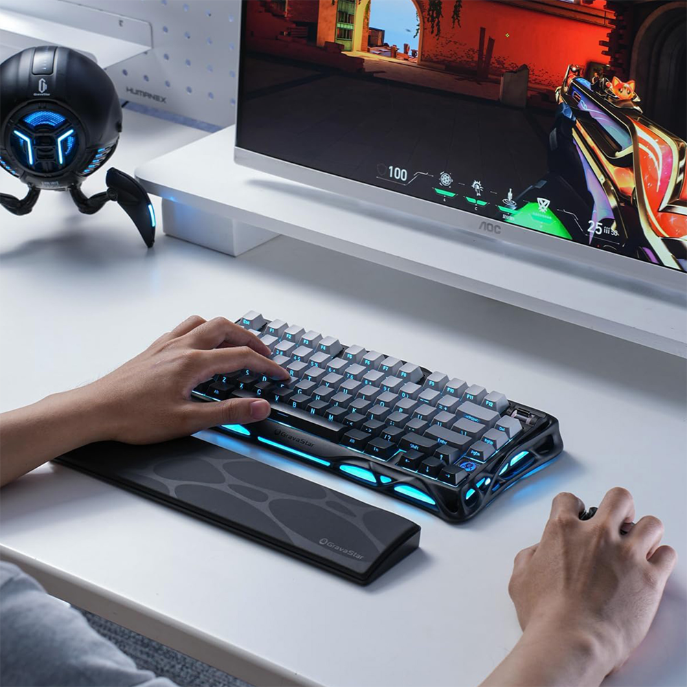 GravaStar GS-A7-WR-BLK Kaymaz Taban Siyah Klavye Bilek Desteği