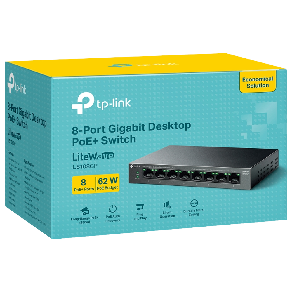 TP-LINK LS108GP 8 Port Poe Gigabit Masaüstü Switch