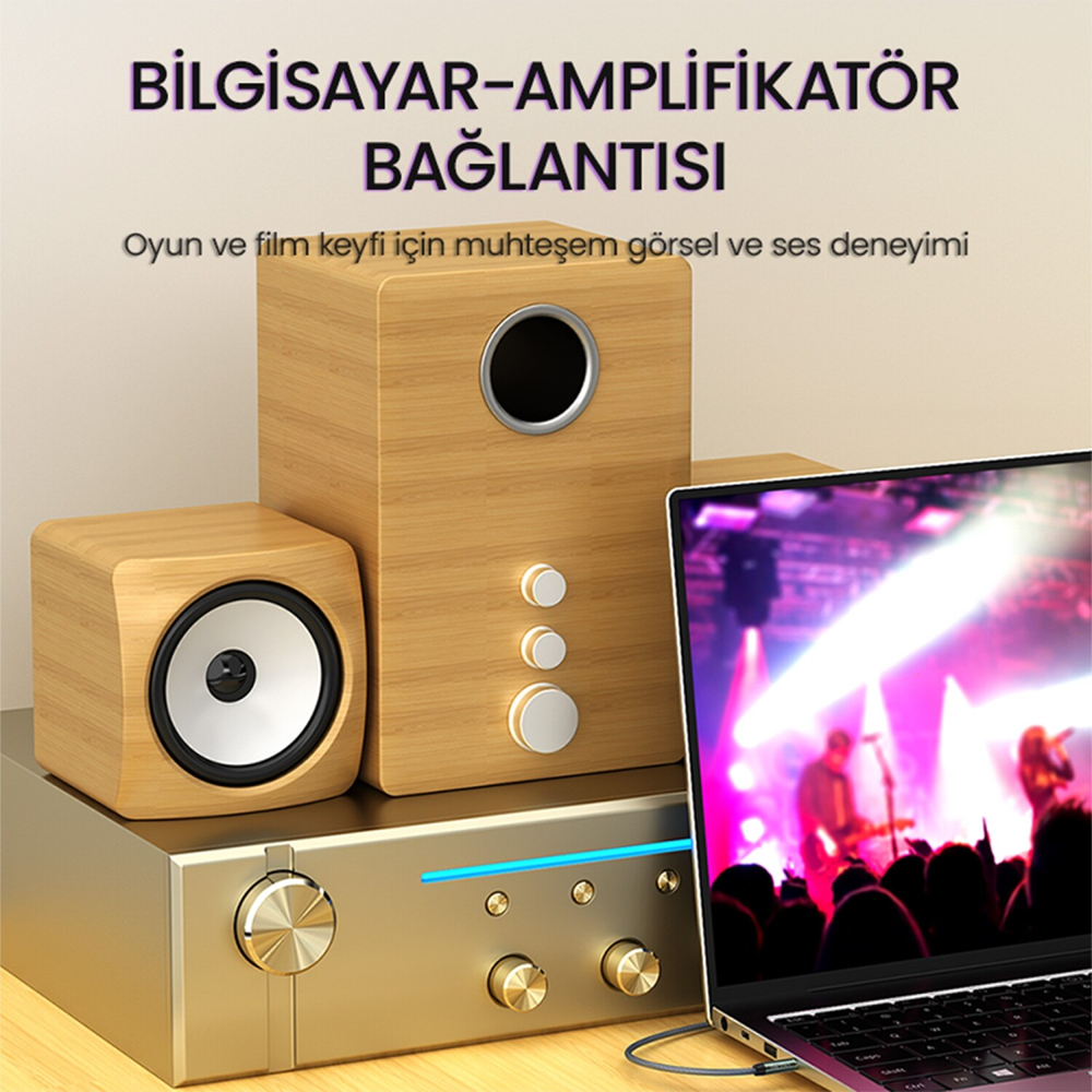 VegGieg 3.5mm Jack TRS Hi-Fi AUX Mikrofon Ve Ses Kablosu 2 Metre