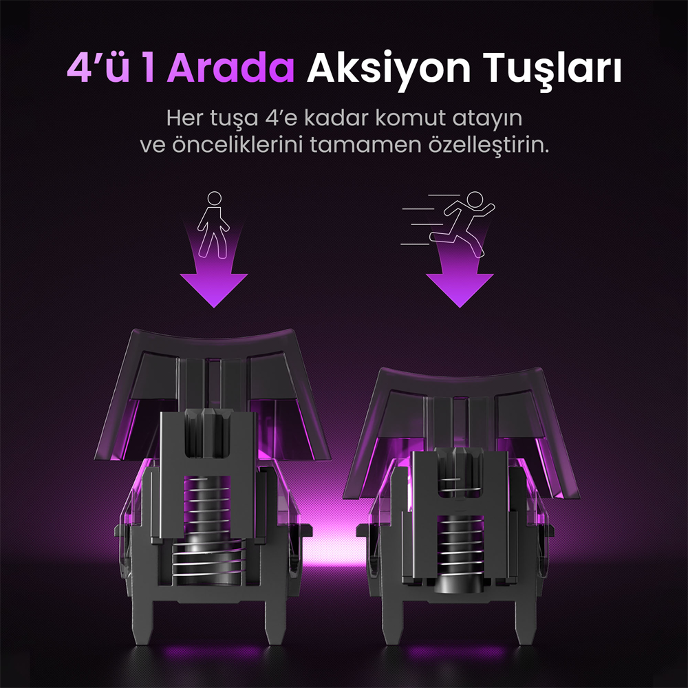 GravaStar Mercury V75 RGB Manyetik Switch İngilizce Q Stealth Siyah Şeffaf Kablolu Gaming Klavye