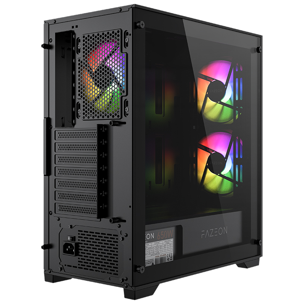 FAZEON F16 650W 80+ Bronze Tempered Glass Mesh 3x ARGB Fanlı USB 3.0 Siyah ATX Bilgisayar Kasası