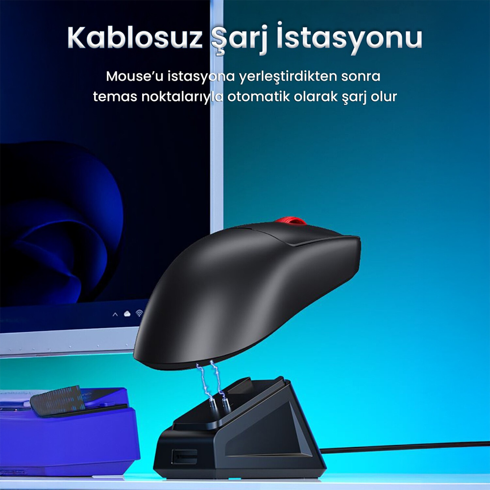 Aula SC380 Pro 12000DPI 1000Hz Beyaz Kablosuz Gaming Mouse