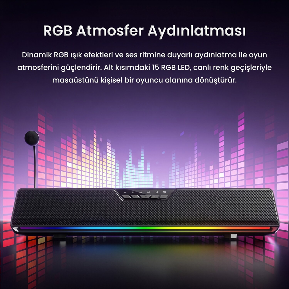 Aula GS6 Pro 10W RGB Bluetooth Siyah Gaming Speaker Soundbar