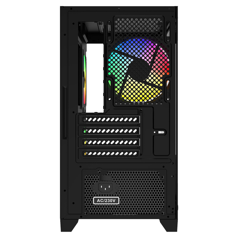 GameBooster M6001B 600W SeaView Tempered Glass Rainbow Siyah mATX Kasa