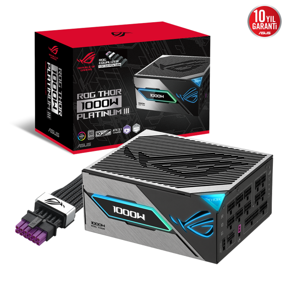 ASUS ROG THOR 1000P3 ROG Equalizer 1000W 80+ Platinum ATX 3.1 Gen 5.1 Full Modüler PSU