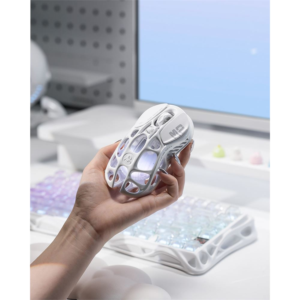 GravaStar Mercury M2 RGB 26000 DPI 1000Hz Opaline White Kablosuz Gaming Mouse