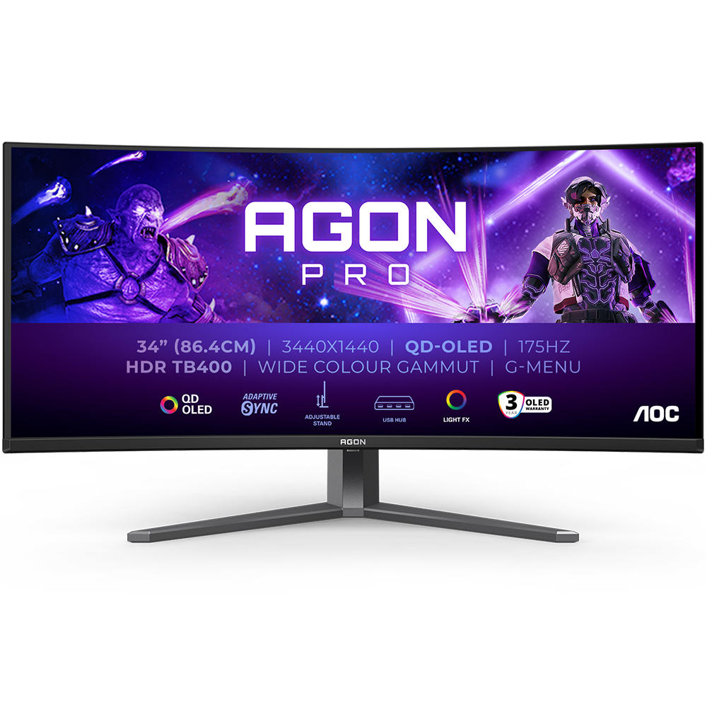 AOC AGON AG346UCD 34" 175Hz 0.3ms HDMI DP USB G-Sync HDR400 WQHD OLED E-Spor Gaming Monitör