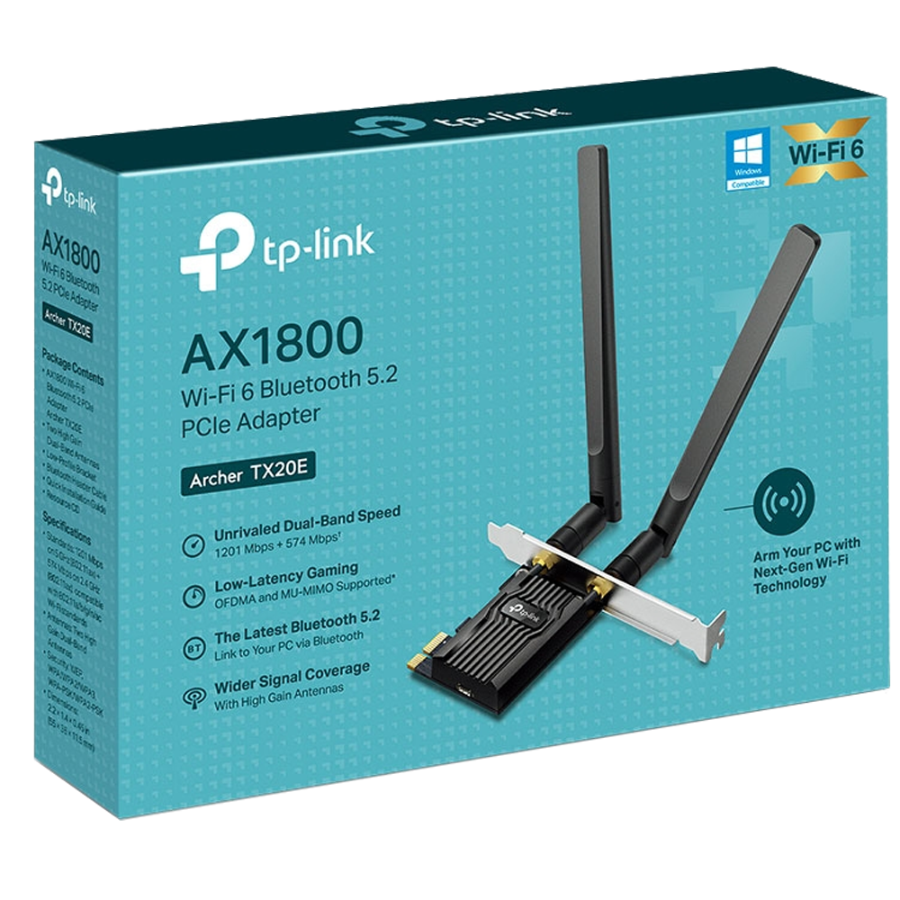 TP-LINK ARCHER TX20E AX1800 WI-FI 6 Bluetooth 5.2 PCIe Adaptör
