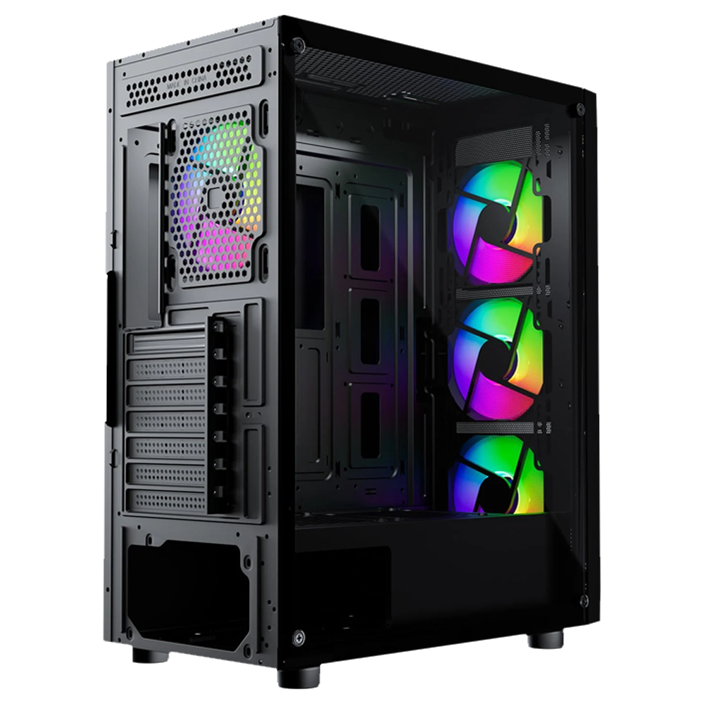 GameBooster ROUND A650B 600W USB 3.0 Mesh Rainbow Fanlı Siyah ATX Bilgisayar Kasası