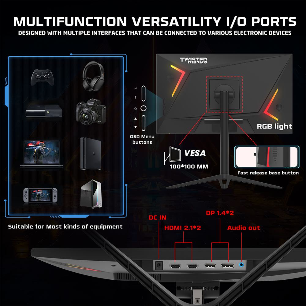 Twisted Minds TM24FHD280IPS 24.5" 280Hz 1ms HDMI DP FreeSync G-Sync HDR Ready Pivot FHD IPS Gaming Monitör