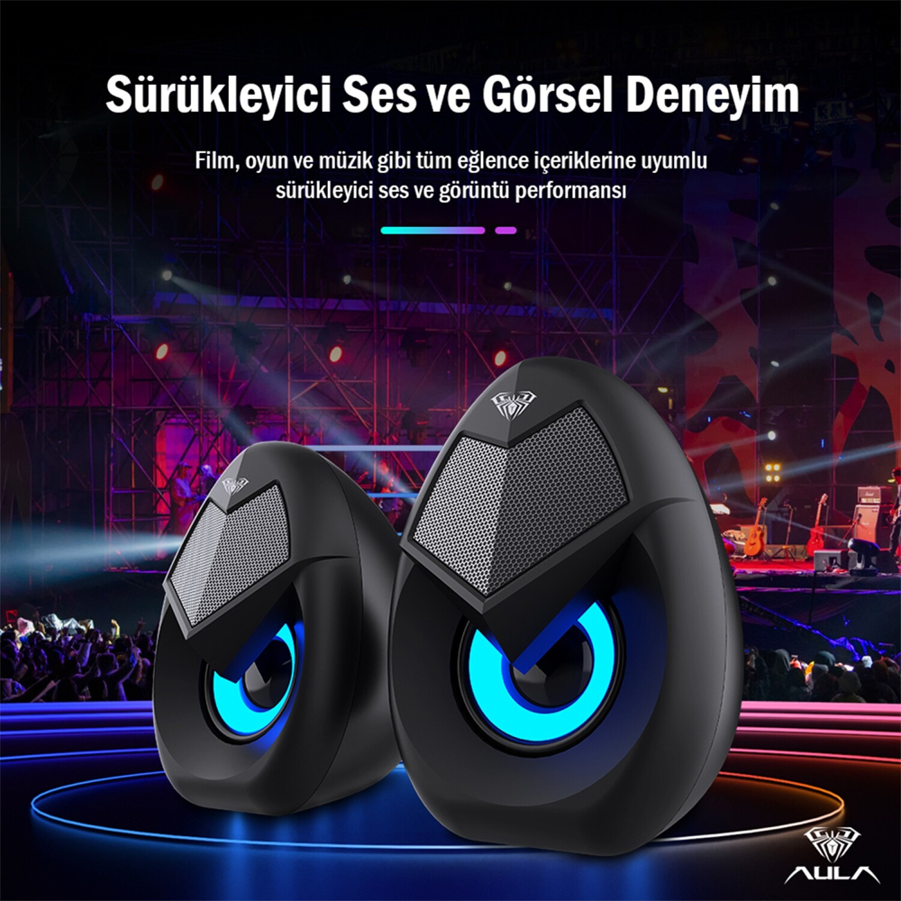 Aula N-69 2*3W RGB Siyah Gaming Hoparlör