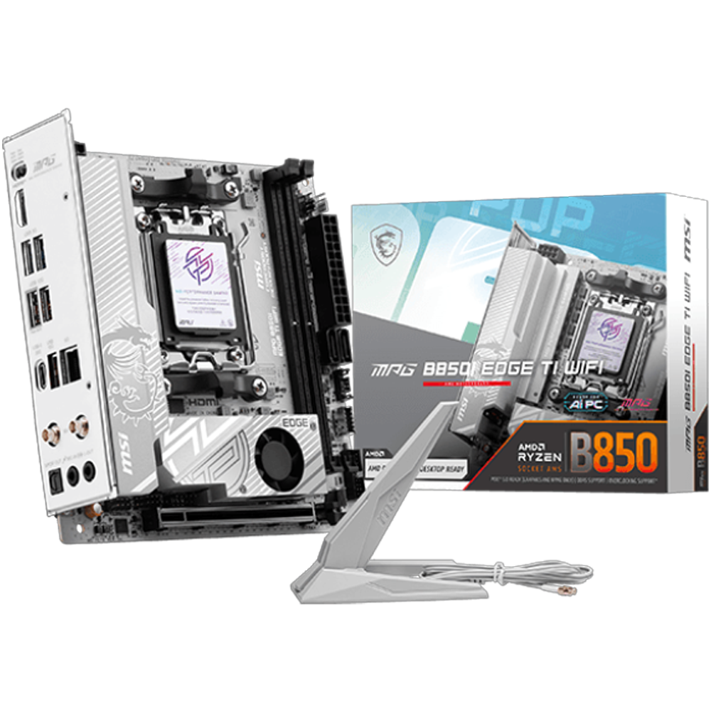 MSI MPG B850I EDGE TI WIFI 10000MHz(OC) DDR5 Soket AM5 M.2 HDMI USB-C Mini-ITX Anakart
