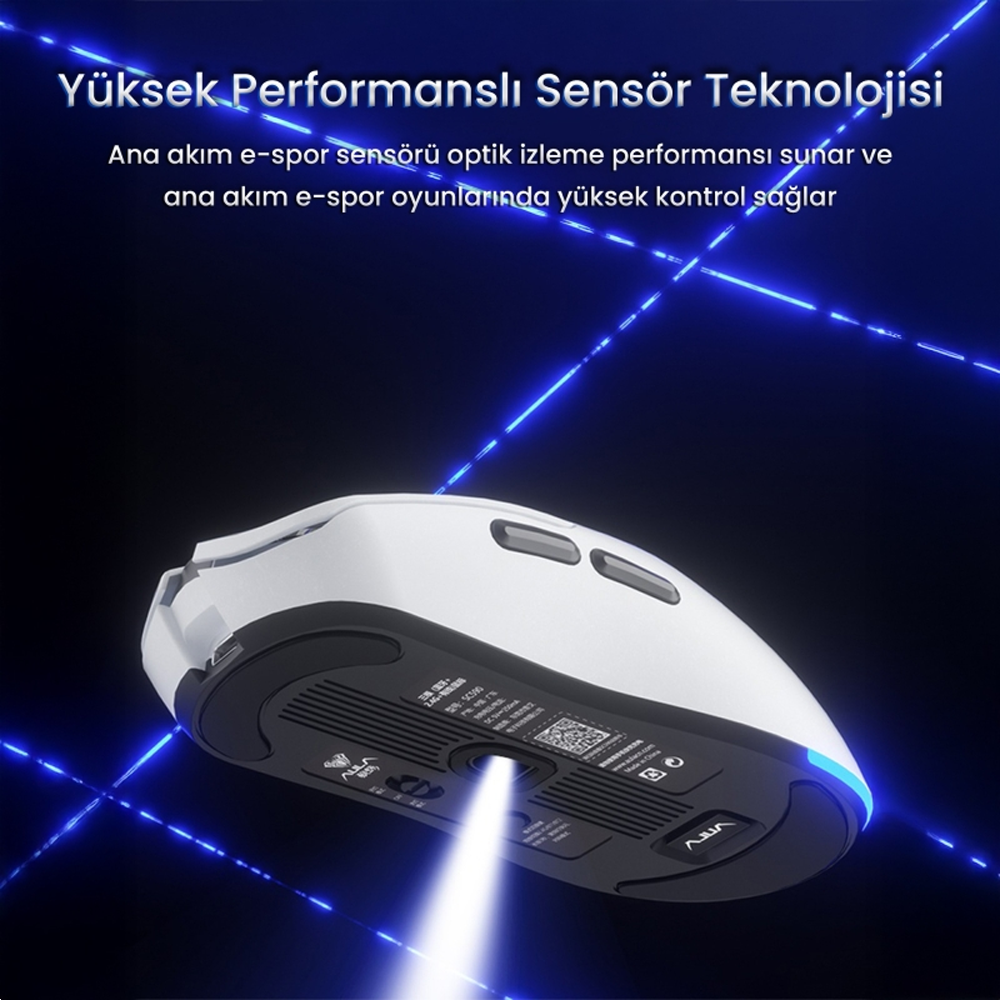 Aula SC590 Pro 20000DPI 1000Hz Beyaz Kablosuz Gaming Mouse