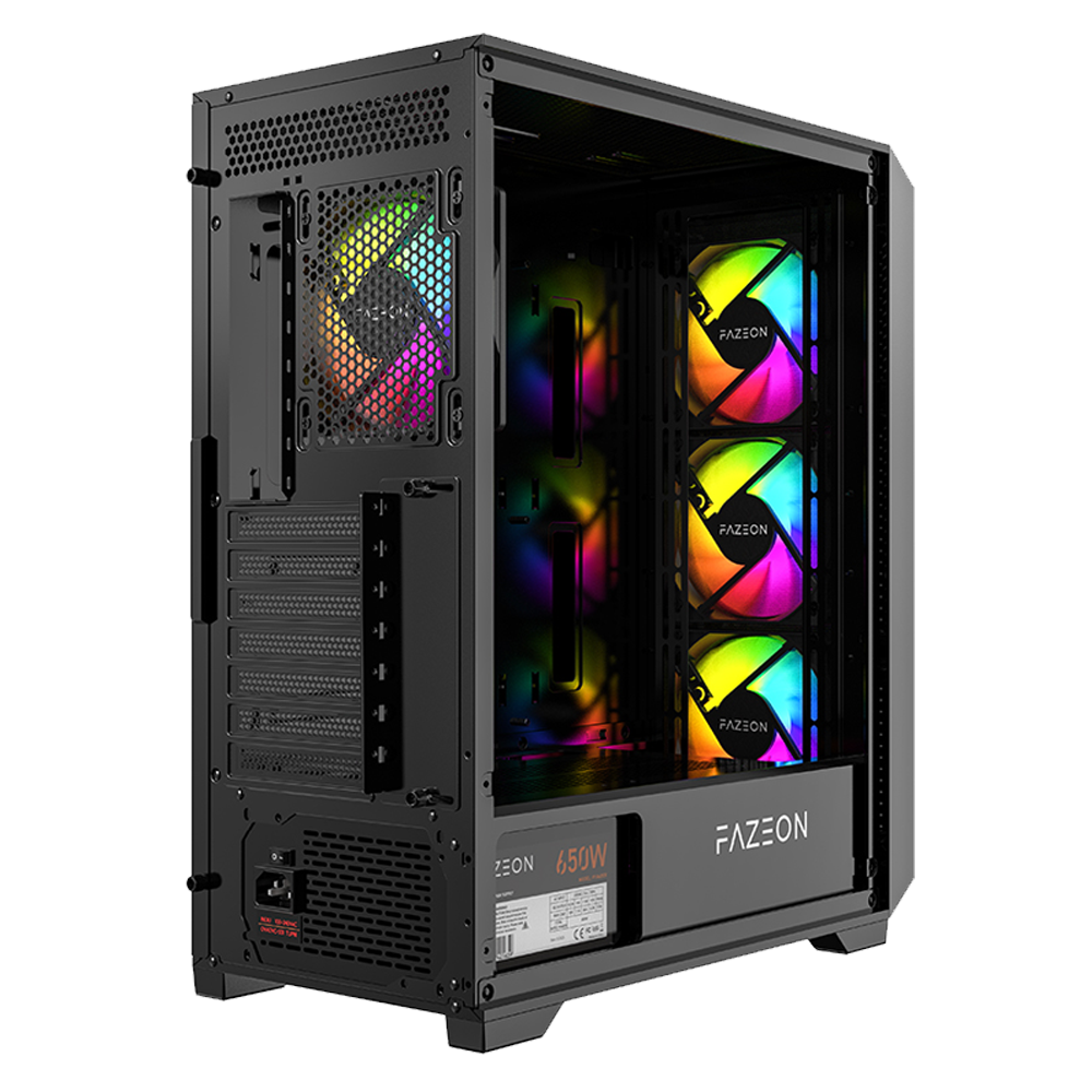 FAZEON F4 PLUS 650W 80+ Bronze Tempered Glass Mesh 4x ARGB Fanlı Siyah E-ATX Bilgisayar Kasası
