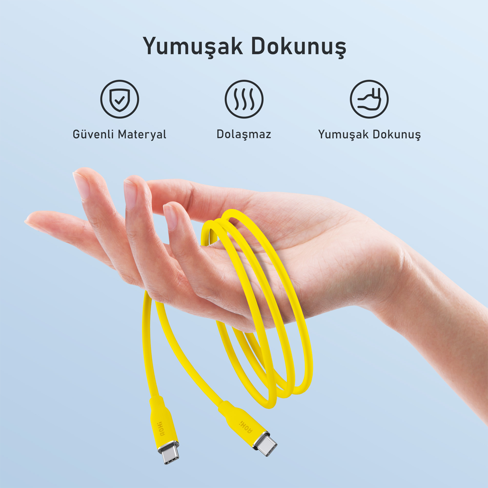 AOHI Silky Type-C to Type-C 1m PD 3.1 480Mbps 140W Süper Hızlı Şarj/Data Kablosu